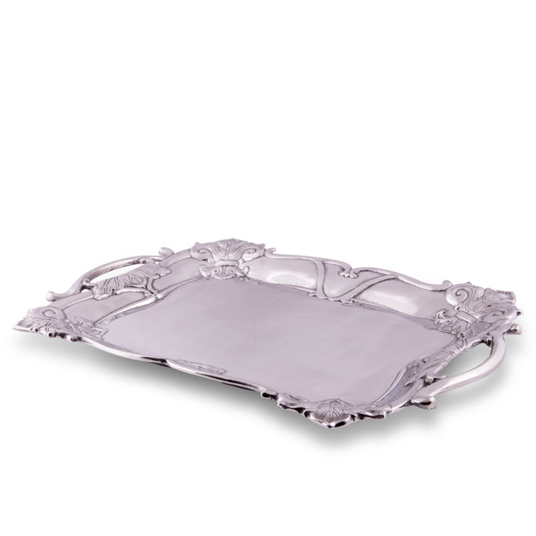 Elegant Aluminum Fleur-De-Lis Rectangle Serving Tray
