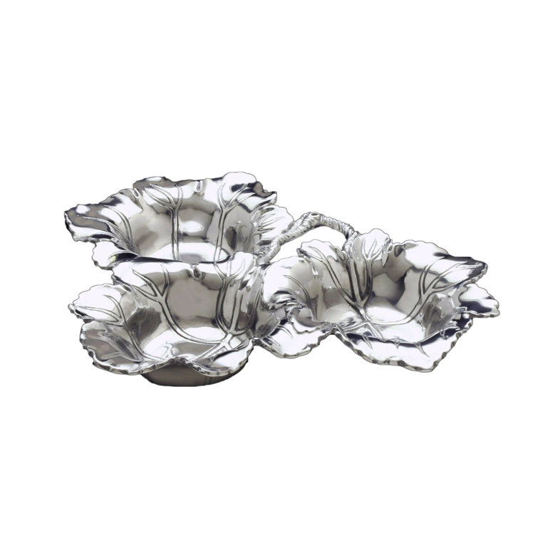 Grape Leaf Aluminum 3-Bowl Serving Dish
