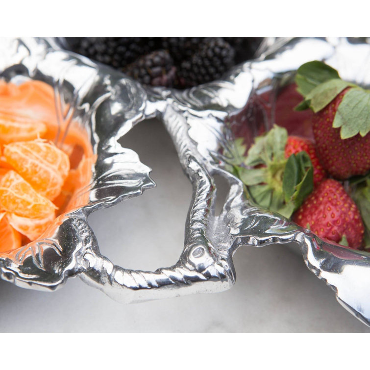 Grape Leaf Aluminum 3-Bowl Serving Dish