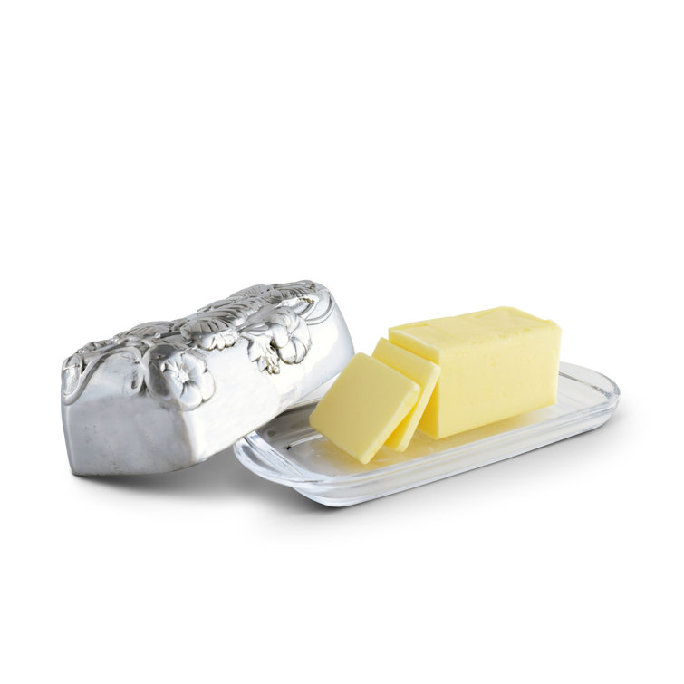 Arthur Court Aluminum Butterfly Butter Dish with Glass Tray