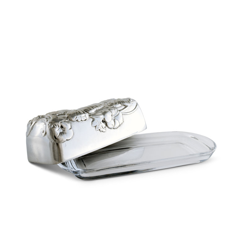 Arthur Court Aluminum Butterfly Butter Dish with Glass Tray