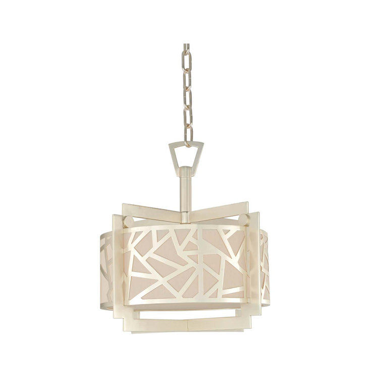Miramar Rose Silver 63" Drum Pendant with Glass Accents