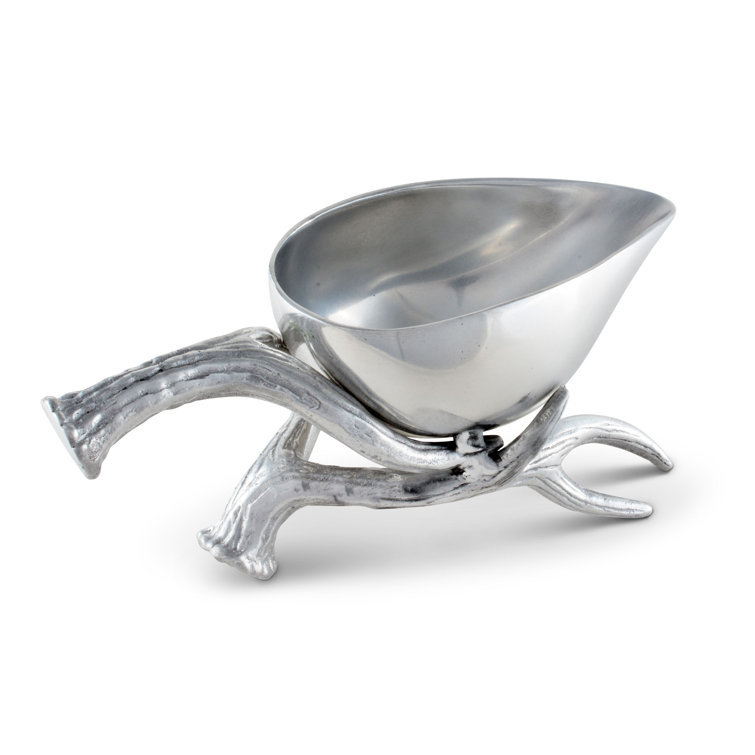 Rustic Aluminum Antler Gravy Boat with Stand