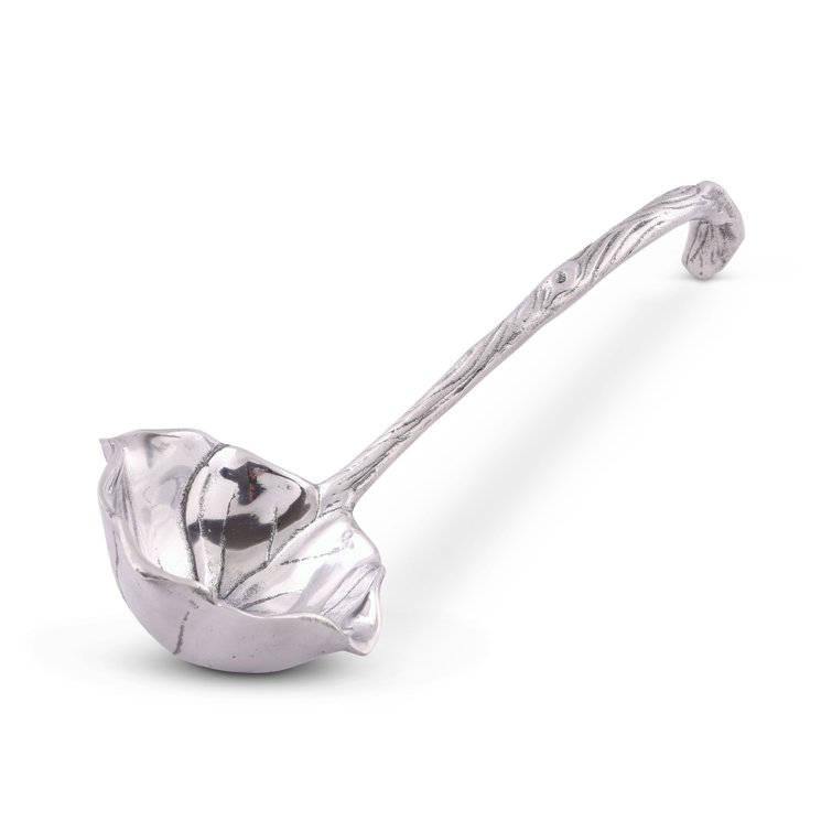 Magnolia Pattern Aluminum Punch Ladle with Curved Handle