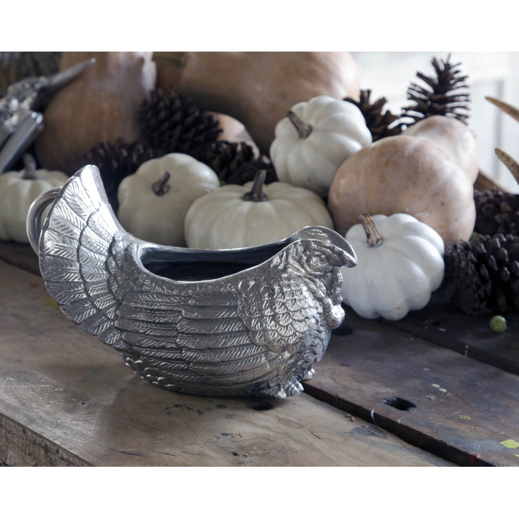 Arthur Court Aluminum Turkey Gravy Boat with 3 Cup Capacity