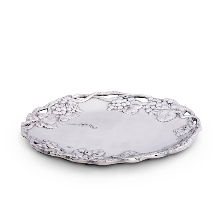 Arthur Court 15" Round Aluminum Grape Design Serving Tray
