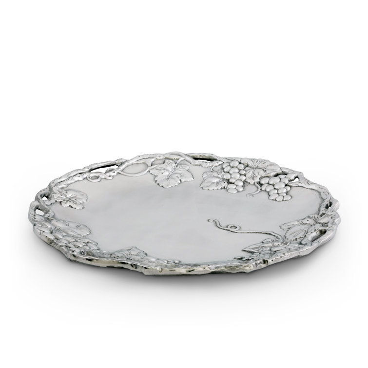 Arthur Court 15" Round Aluminum Grape Design Serving Tray