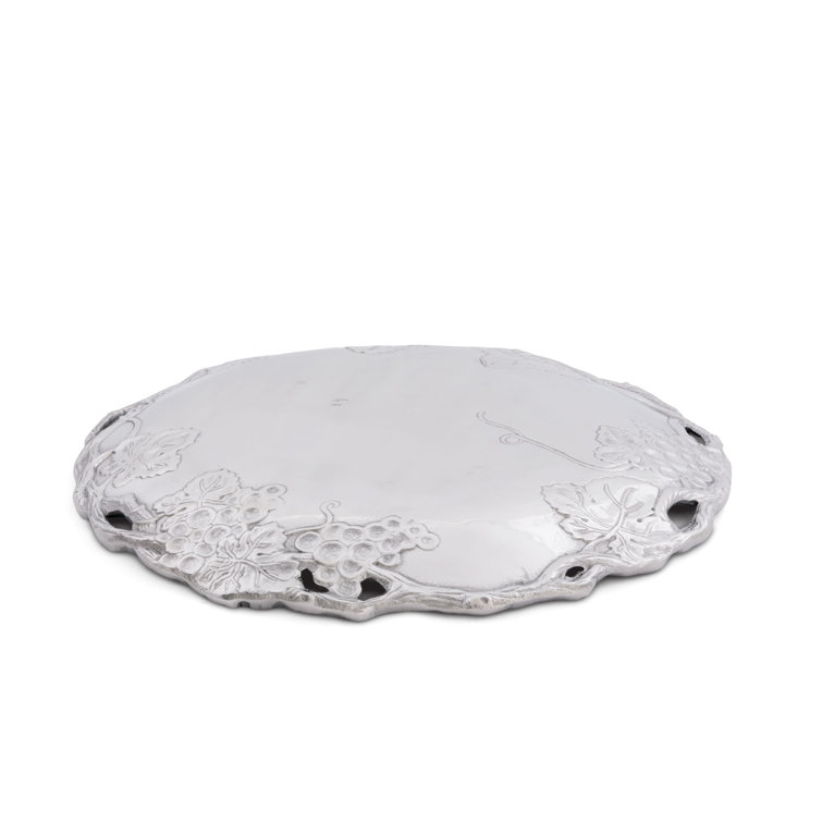 Arthur Court 15" Round Aluminum Grape Design Serving Tray