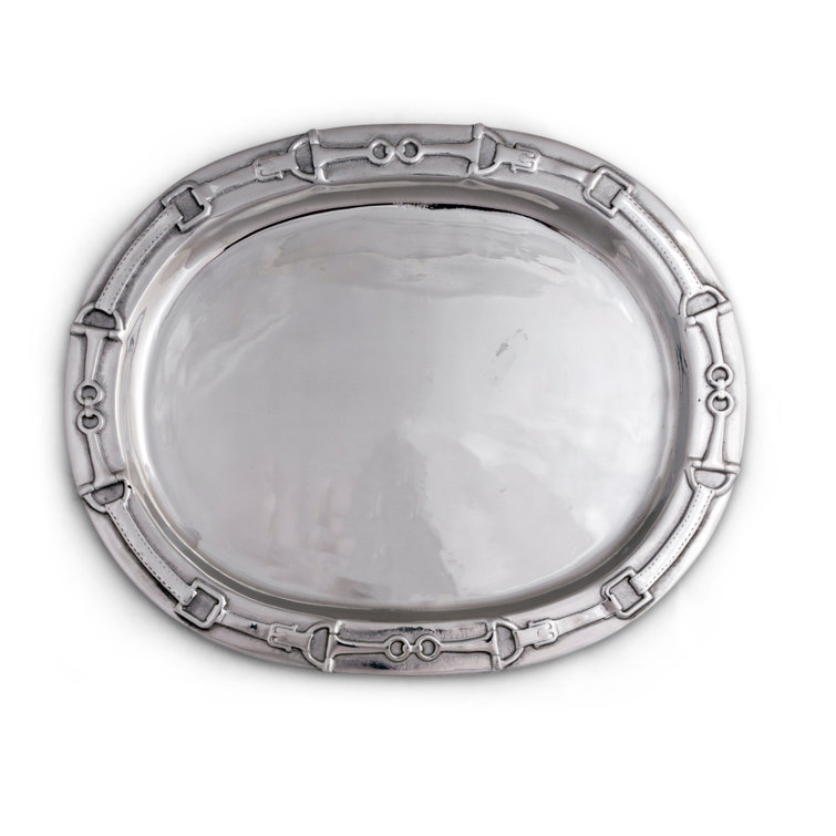 Equestrian Aluminum Oval Platter with Horse Bit Design