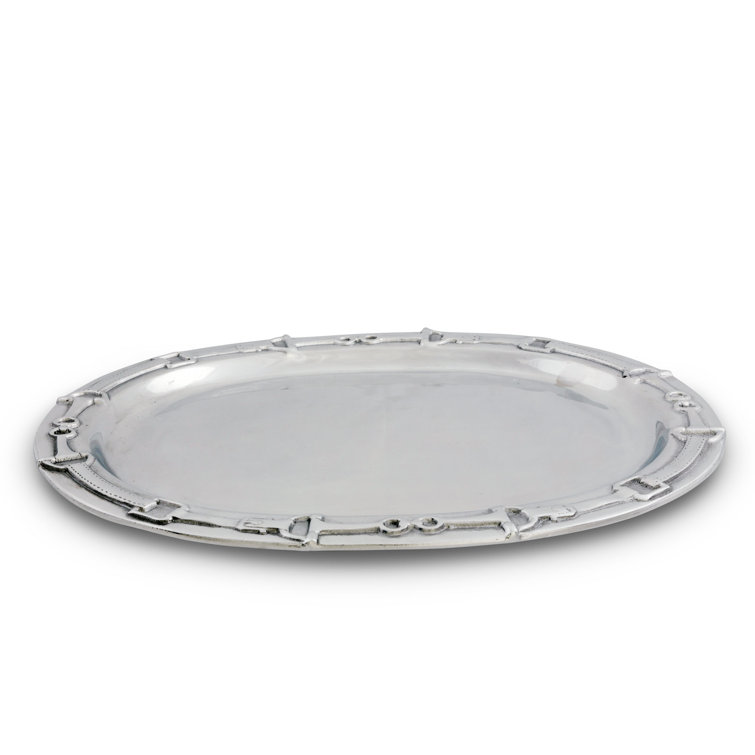 Equestrian Aluminum Oval Platter with Horse Bit Design