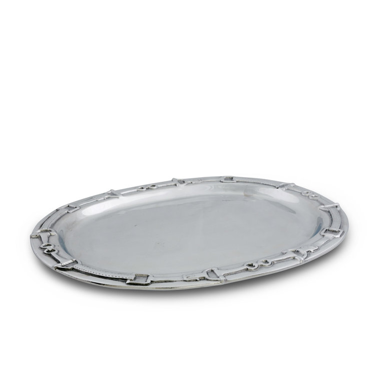 Equestrian Aluminum Oval Platter with Horse Bit Design