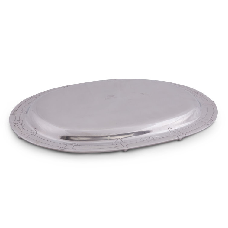 Equestrian Aluminum Oval Platter with Horse Bit Design
