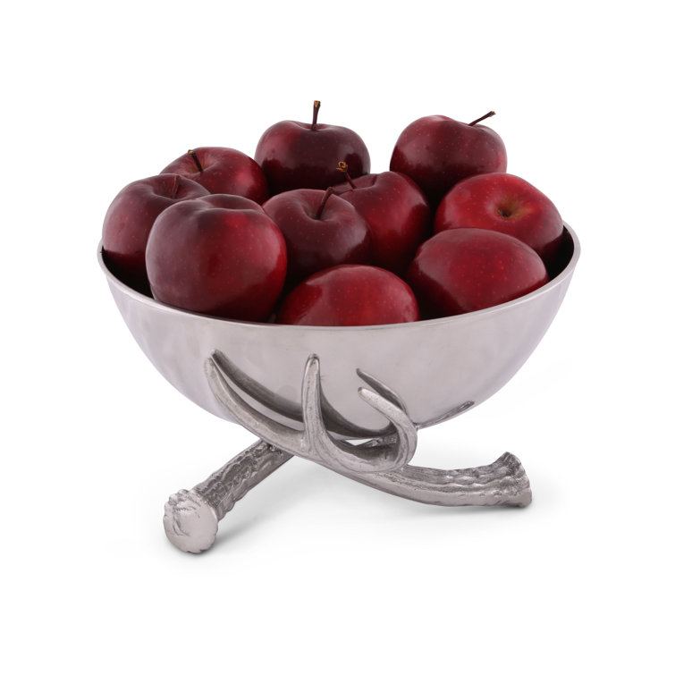 Rustic Aluminum Antler Pedestal Serving Bowl, 10.5" Diameter