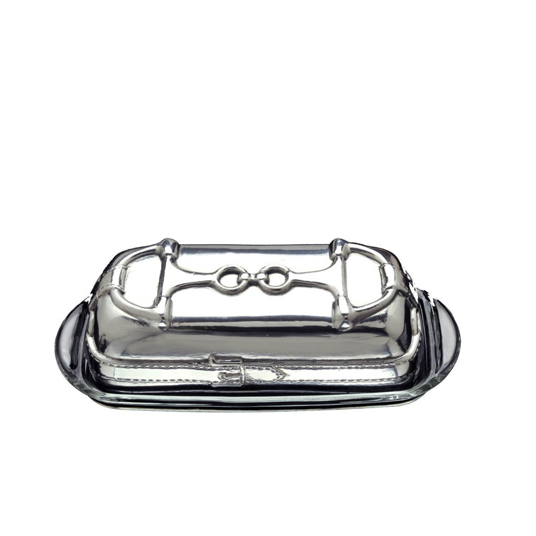 Equestrian Aluminum Butter Dish with Glass Tray