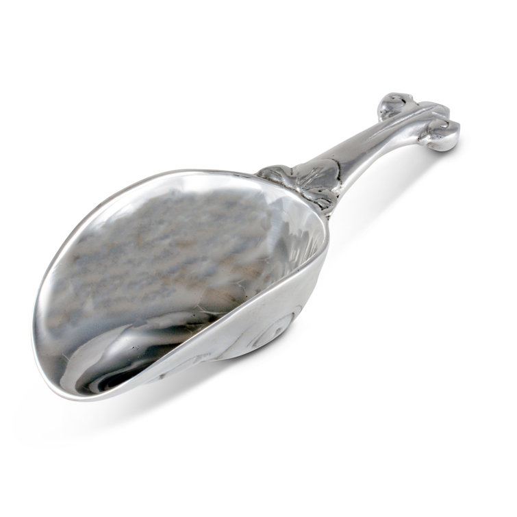 Fleur De Lis Polished Aluminum Ice Scoop with Long Handle