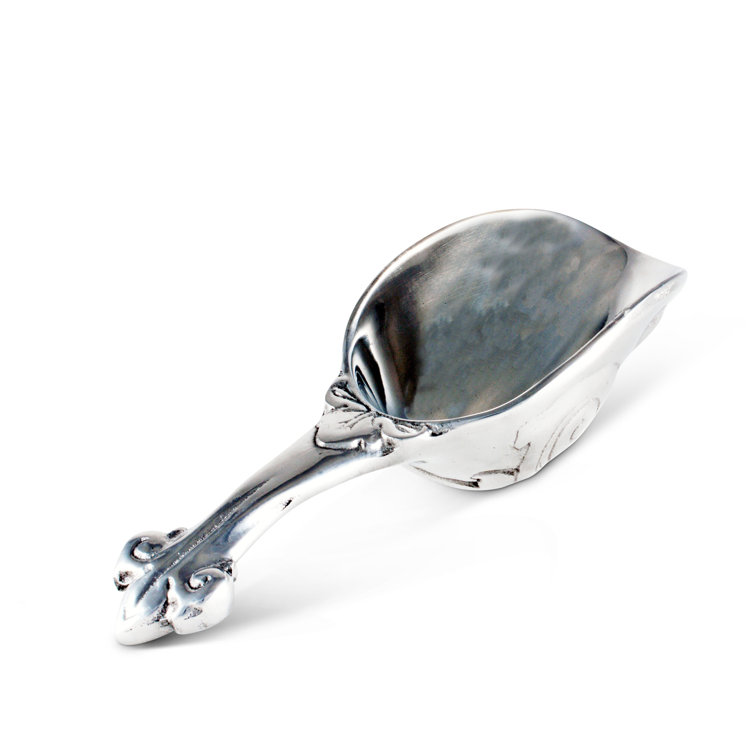 Fleur De Lis Polished Aluminum Ice Scoop with Long Handle