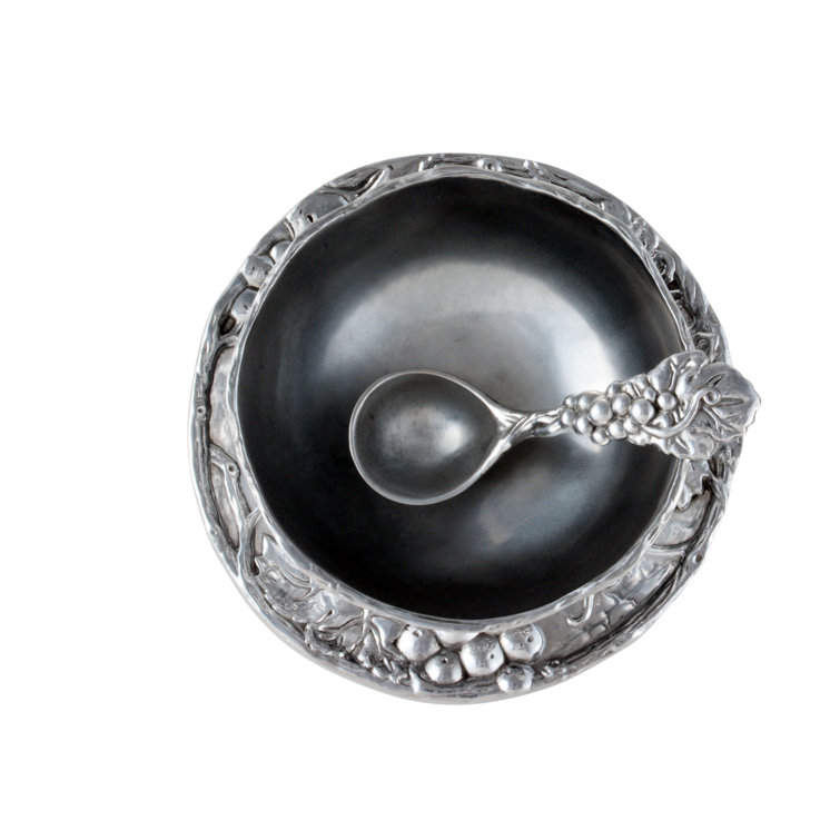 Arthur Court Grape Aluminum Round Condiment Server with Spoon