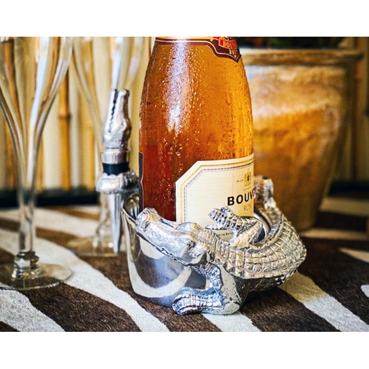 Alligator Aluminum Novelty Wine Coaster and Stopper Set