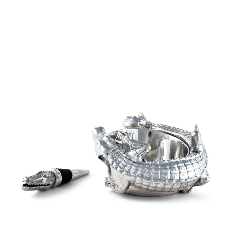 Alligator Aluminum Novelty Wine Coaster and Stopper Set