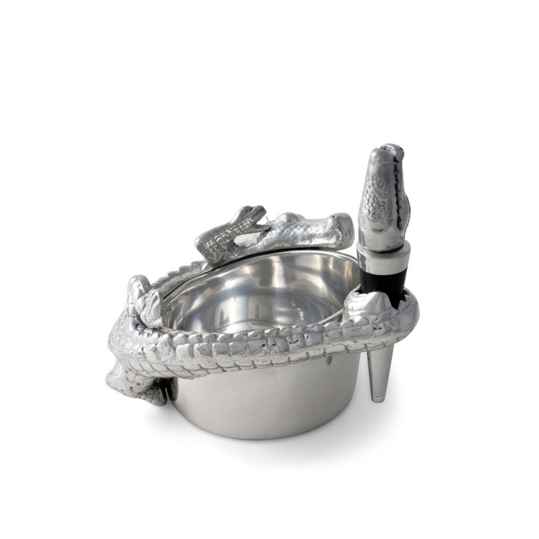 Alligator Aluminum Novelty Wine Coaster and Stopper Set