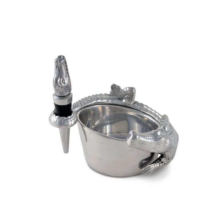 Alligator Aluminum Novelty Wine Coaster and Stopper Set