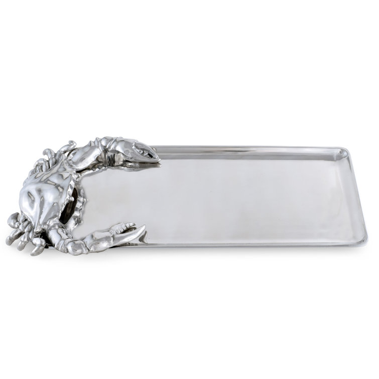 Coastal Aluminum Crab Oblong Serving Tray, 18 inch x 7 inch