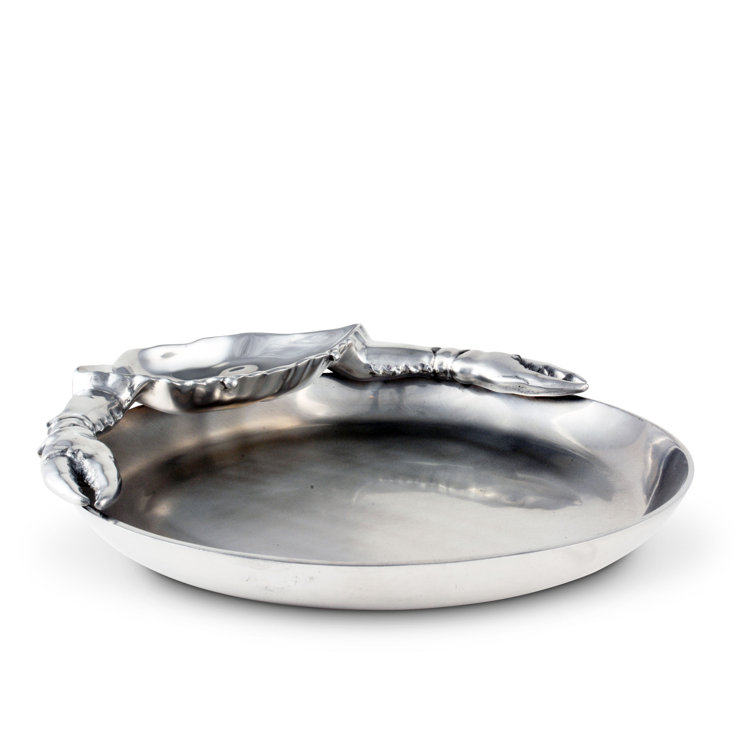 Arthur Court Coastal Aluminum Crab Chip and Dip Platter