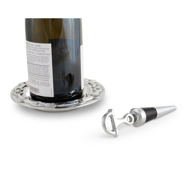 Equestrian Aluminum Wine Coaster and Stopper Set