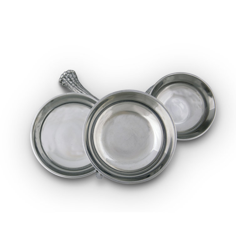 Rustic Silver Aluminum Antler 3-Tiered Serving Bowls