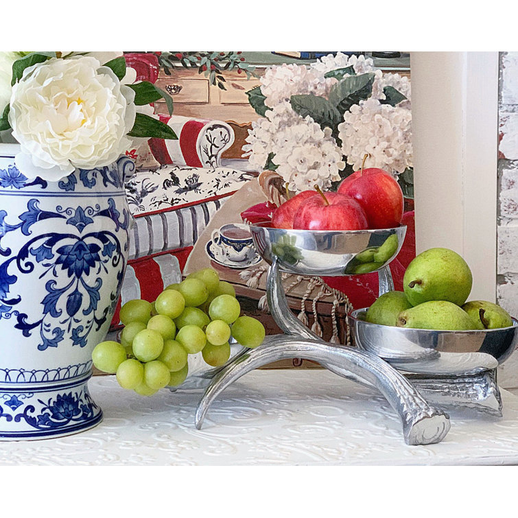 Rustic Silver Aluminum Antler 3-Tiered Serving Bowls