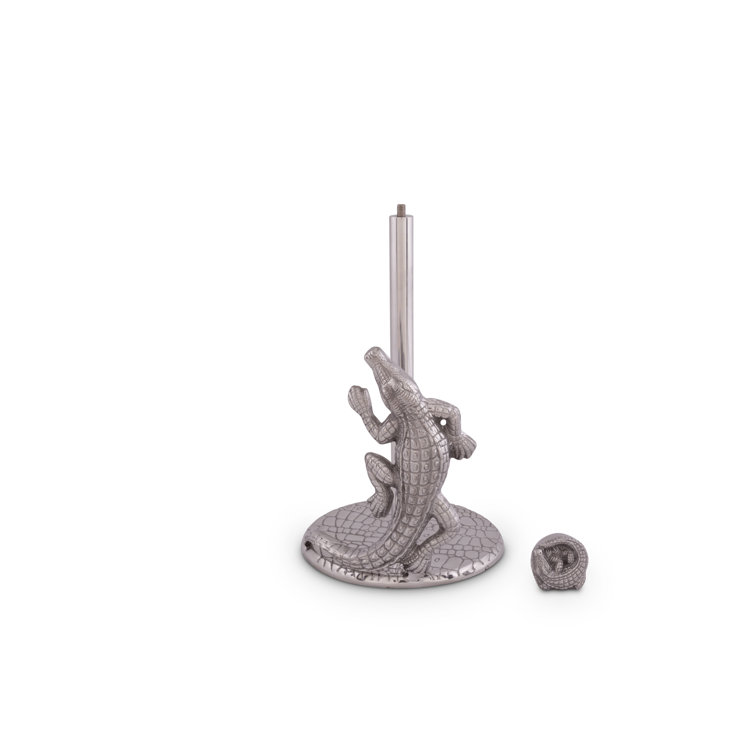 Silver Aluminum Alligator Free Standing Paper Towel Holder