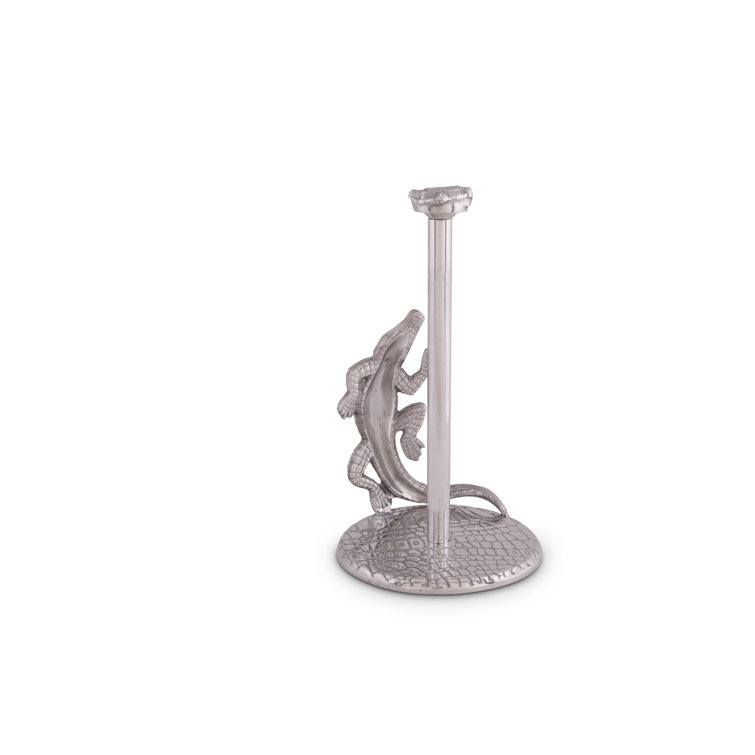 Silver Aluminum Alligator Free Standing Paper Towel Holder