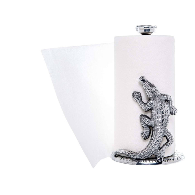 Silver Aluminum Alligator Free Standing Paper Towel Holder