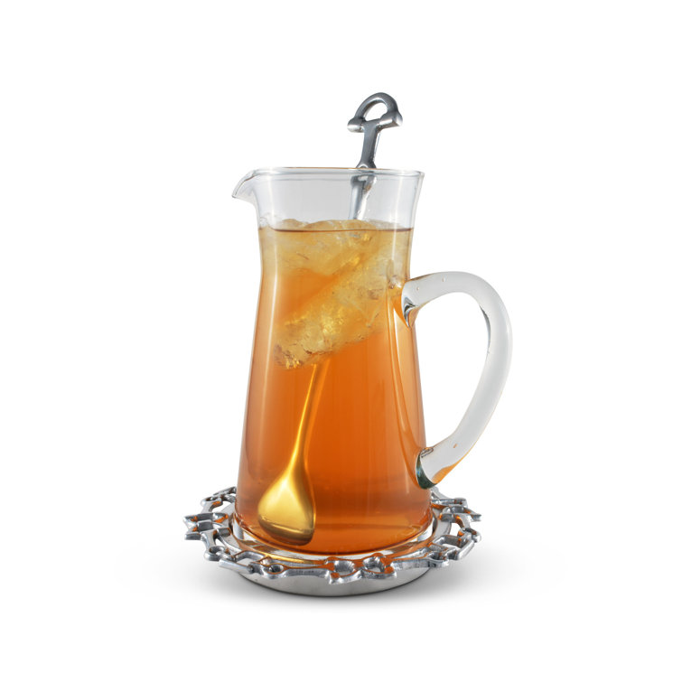 Handcrafted Aluminum Equestrian Pitcher Set with Glass and Cork Base