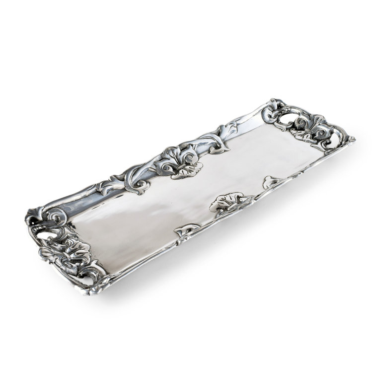 Arthur Court Aluminum Fleur-De-Lis Decorative Serving Tray