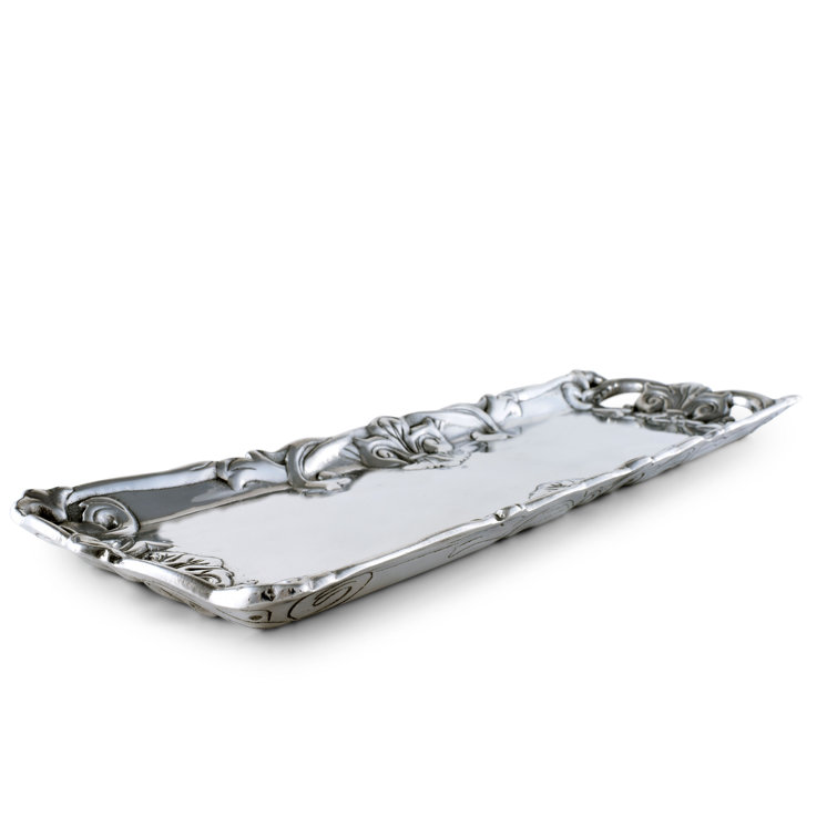 Arthur Court Aluminum Fleur-De-Lis Decorative Serving Tray