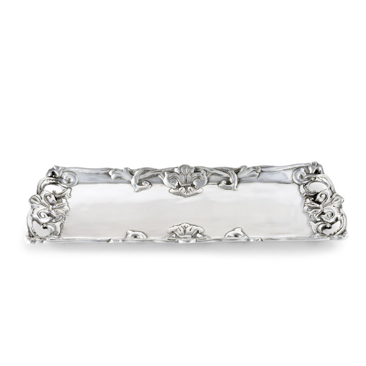 Arthur Court Aluminum Fleur-De-Lis Decorative Serving Tray