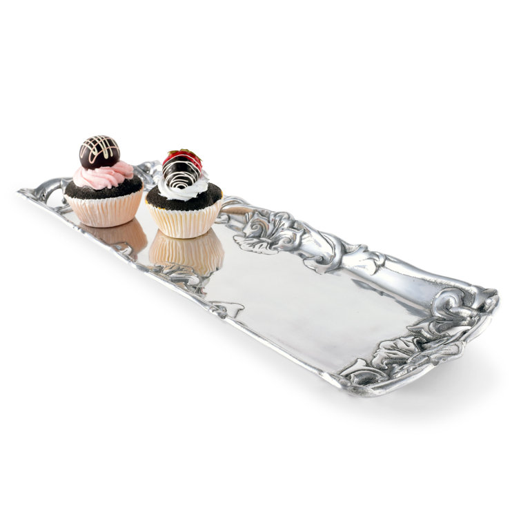 Arthur Court Aluminum Fleur-De-Lis Decorative Serving Tray