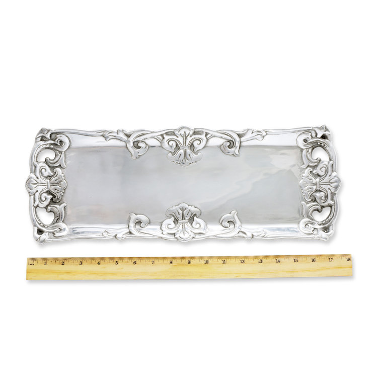 Arthur Court Aluminum Fleur-De-Lis Decorative Serving Tray
