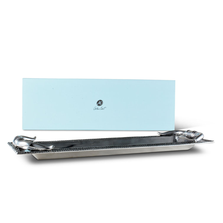 Arthur Court Western Aluminum Longhorn Tray with Ropy Border