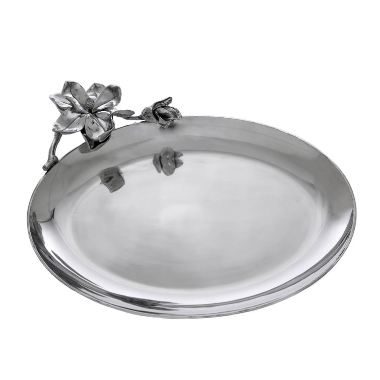 Magnolia Aluminum Oval Platter with Floral Design