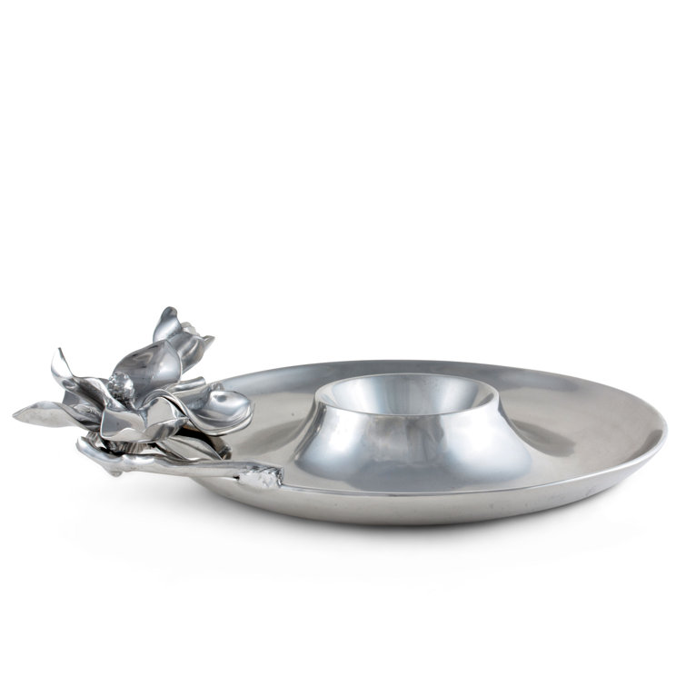 Magnolia Bloom Aluminum Chip and Dip Platter