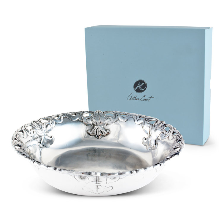 Arthur Court 12" Silver Aluminum Fleur De Lis Serving Bowl