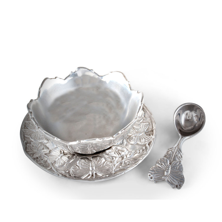 Arthur Court Butterfly Aluminum 3-Piece Condiment Set