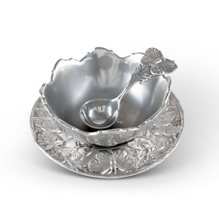 Arthur Court Butterfly Aluminum 3-Piece Condiment Set
