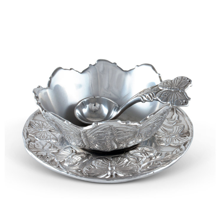 Arthur Court Butterfly Aluminum 3-Piece Condiment Set