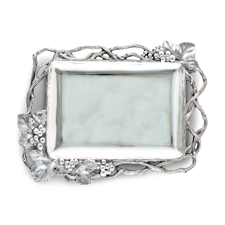 Arthur Court Silver Aluminum Grape Vine Rectangle Serving Tray