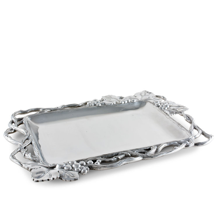 Arthur Court Silver Aluminum Grape Vine Rectangle Serving Tray
