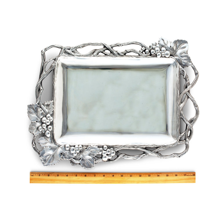 Arthur Court Silver Aluminum Grape Vine Rectangle Serving Tray