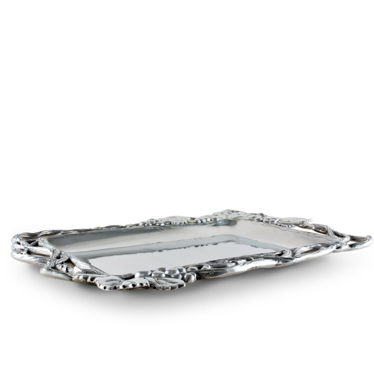 Arthur Court Silver Aluminum Grape Vine Rectangle Serving Tray